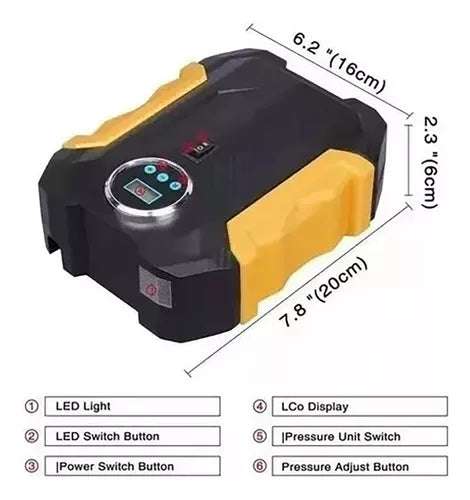 Compresor De Aire Portátil Digital 12v Neumático Auto/Moto